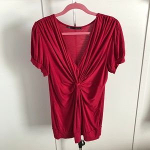 Maurices Crimson V-Neck Short Sleeve Top